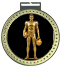 Men's 5 inch Football Medal – gold star-border design with male football player in full gear on black background